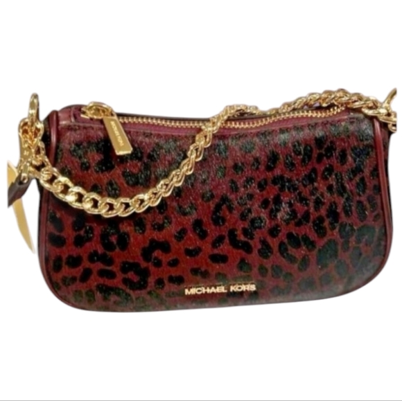 Michael Kors‎ Carmela Leather Small Handbag Crossbody Purse Bag (Oxblood Multi) - Picture 1 of 8